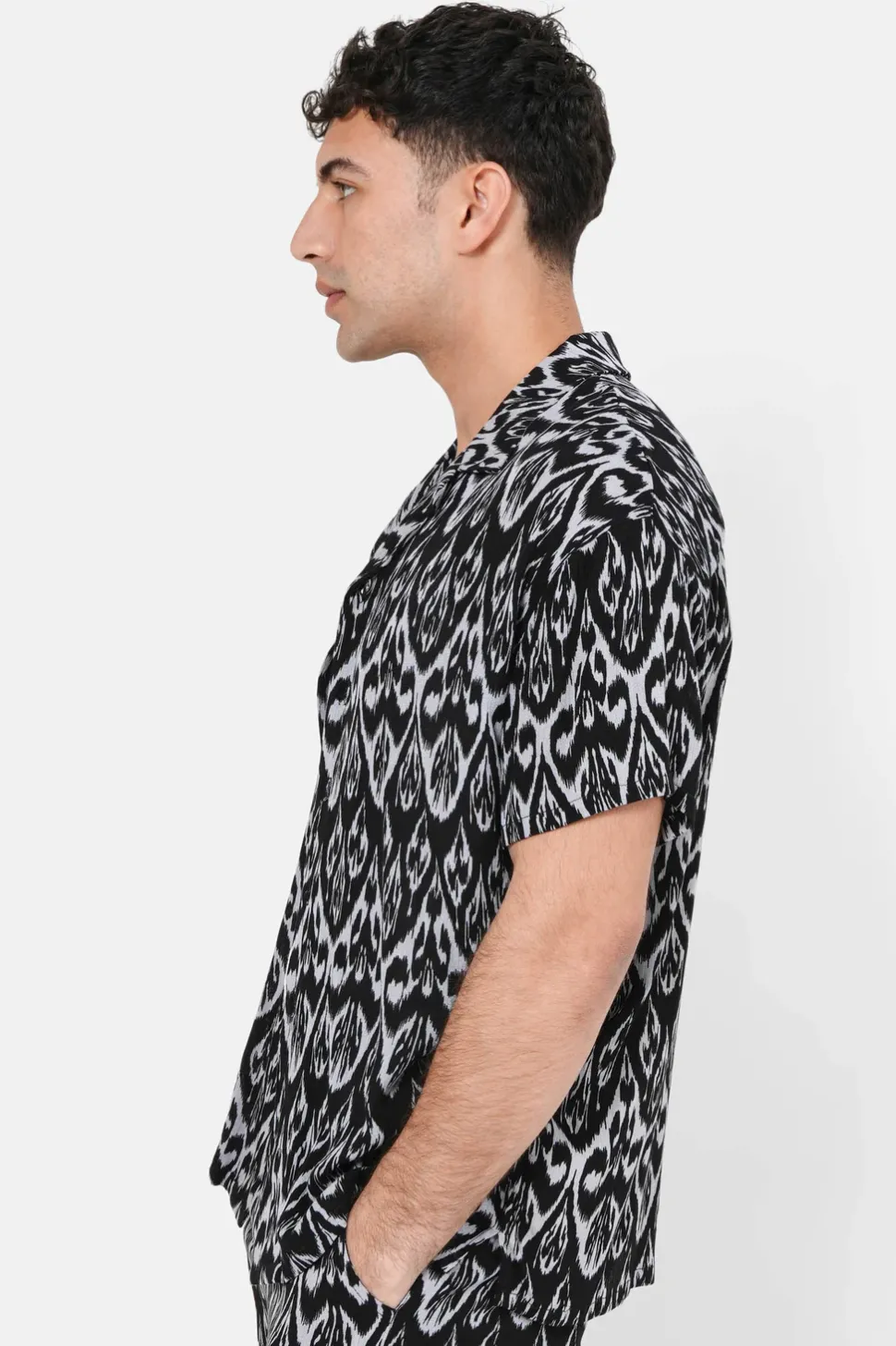 Chemise Fluide Motif Azteque Noir