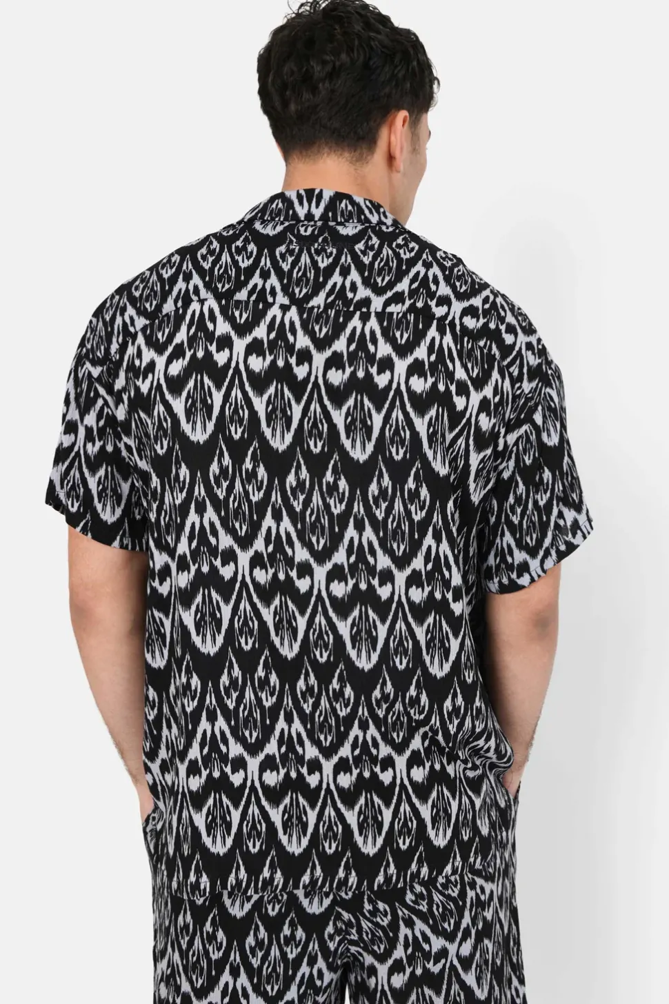 Chemise Fluide Motif Azteque Noir