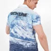 Chemise Imprime Montagne Bleu