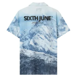Chemise Imprime Montagne Bleu