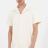 Chemise Manches Courtes Plisse Beige