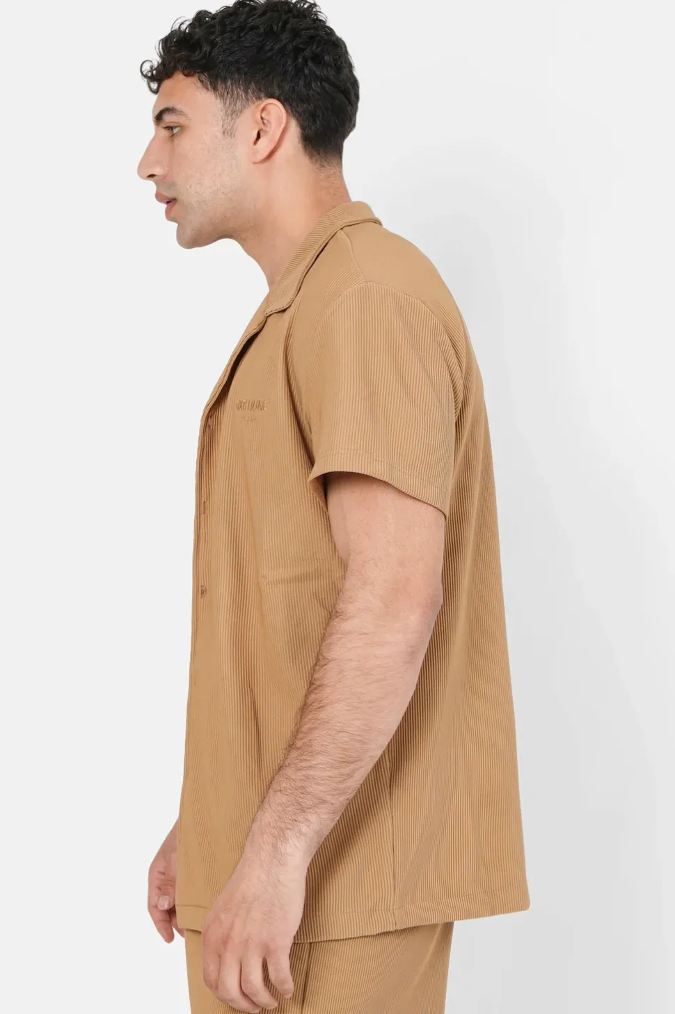 Chemise Manches Courtes Plisse Marron