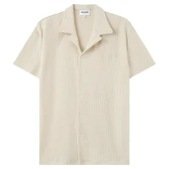 Chemise Manches Courtes Plisse Beige
