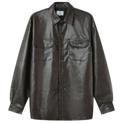 Chemise Manches Longues Simili Cuir Marron