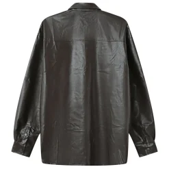 Chemise Manches Longues Simili Cuir Marron
