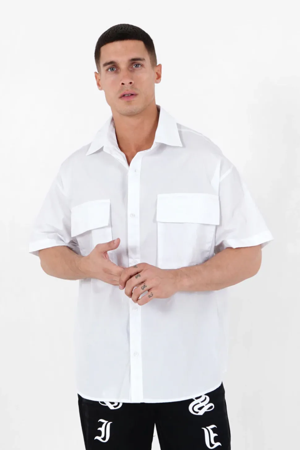 Chemise Oversize Logo Gothique Blanc
