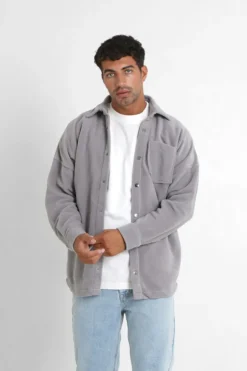Chemise Polaire Patch Curly Gris Clair