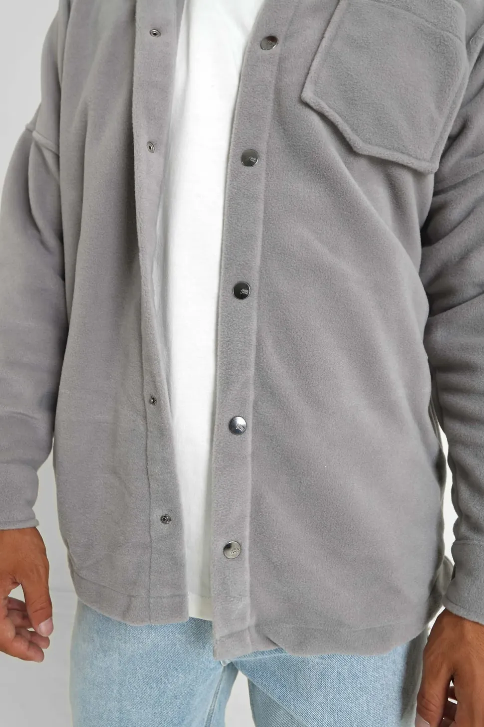 Chemise Polaire Patch Curly Gris Clair