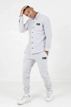Chemise Polaire Poche Gris Clair
