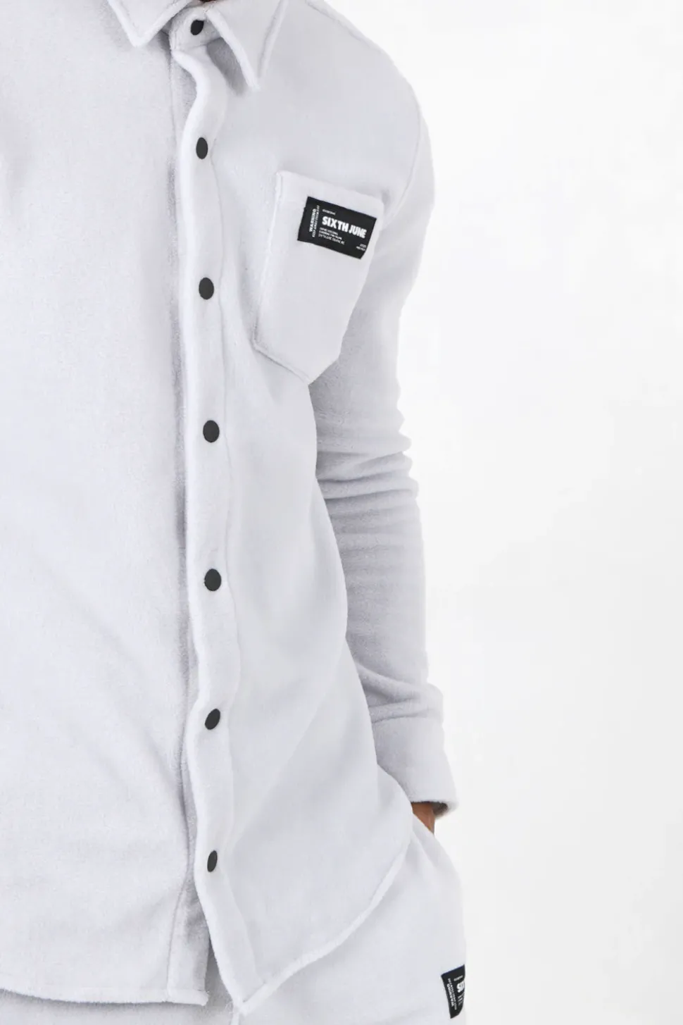 Chemise Polaire Poche Gris Clair