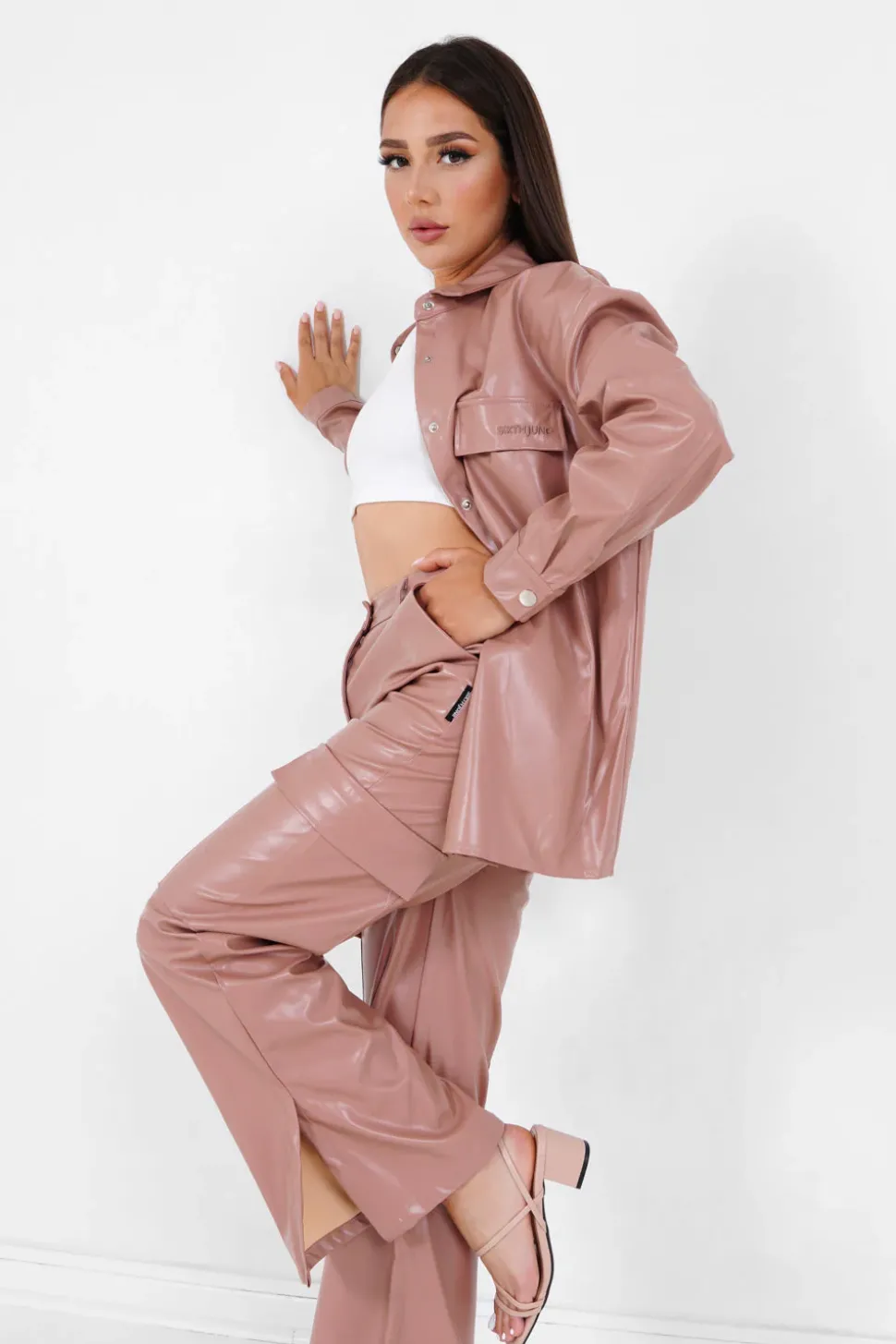 Chemise Simili Cuir Rose