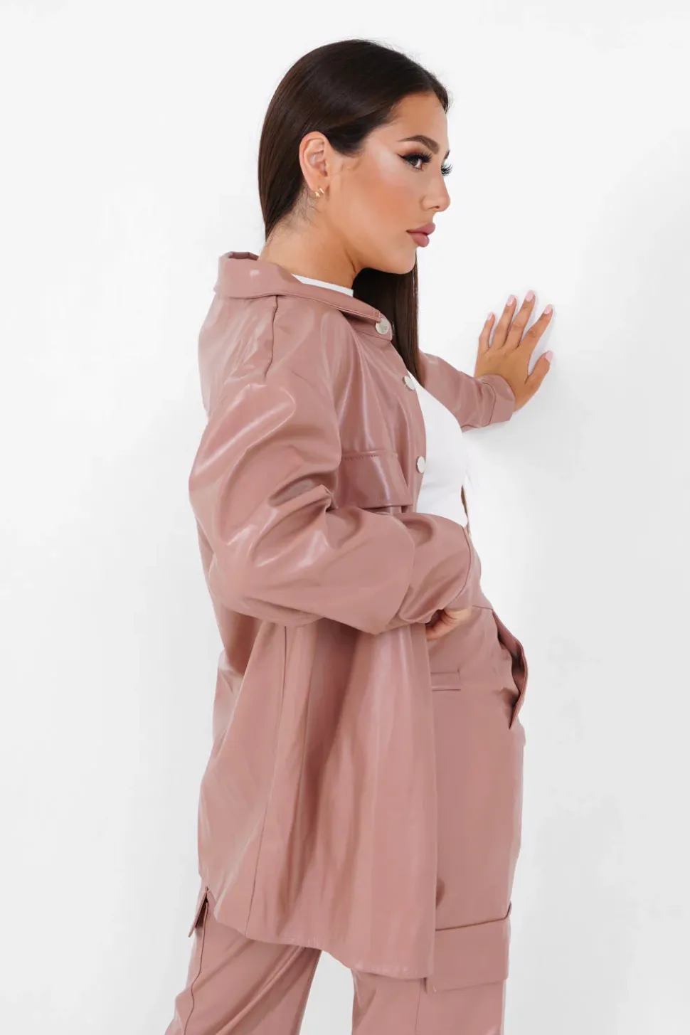 Chemise Simili Cuir Rose