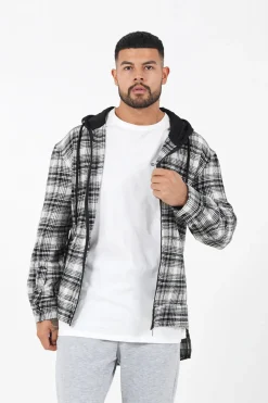 Chemise Tartan Capuche Noir