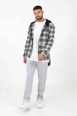 Chemise Tartan Capuche Noir
