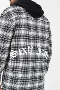 Chemise Tartan Capuche Noir
