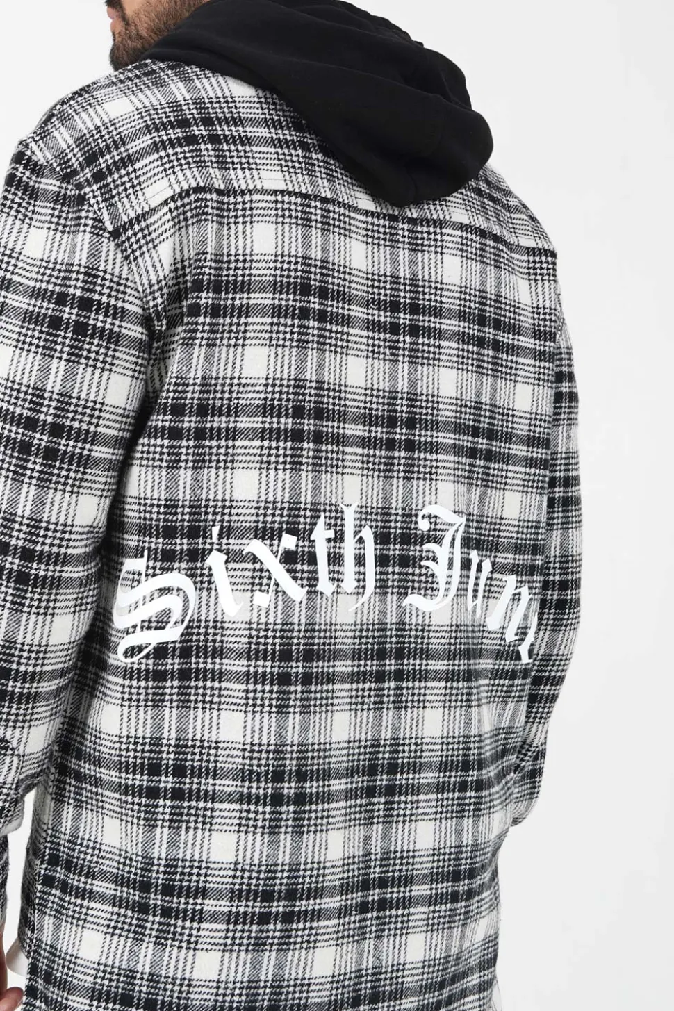 Chemise Tartan Capuche Noir