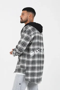 Chemise Tartan Capuche Noir