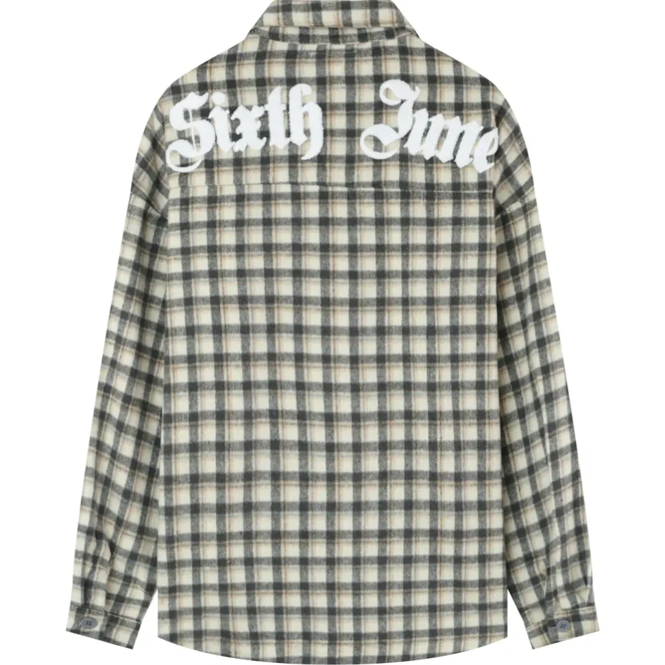 Chemise Tartan Patch Bouclette Gris