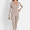 Combinaison Cotelee Logo Beige