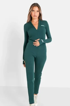 Combinaison Cotelee Logo Vert Fonce