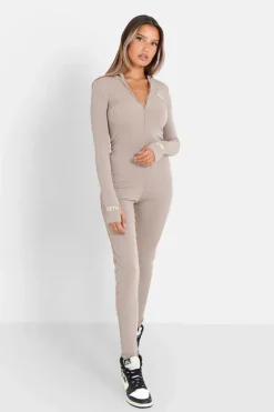 Combinaison Cotelee Logo Beige