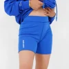 Cycliste Court Logo Imprime Bleu