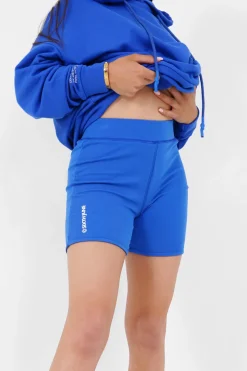 Cycliste Court Logo Imprime Bleu