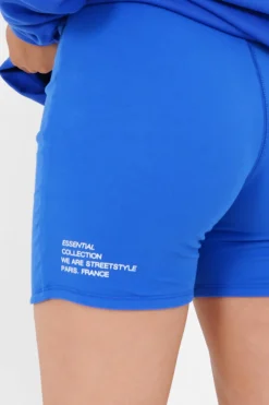 Cycliste Court Logo Imprime Bleu