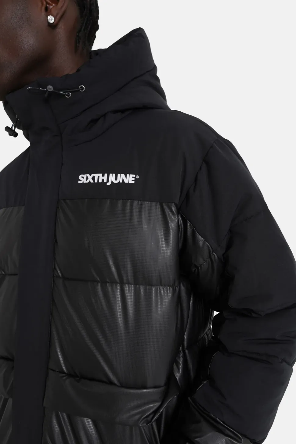 Doudoune Bi Matiere Logo Noir