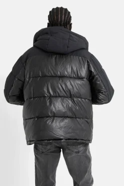 Doudoune Bi Matiere Logo Noir