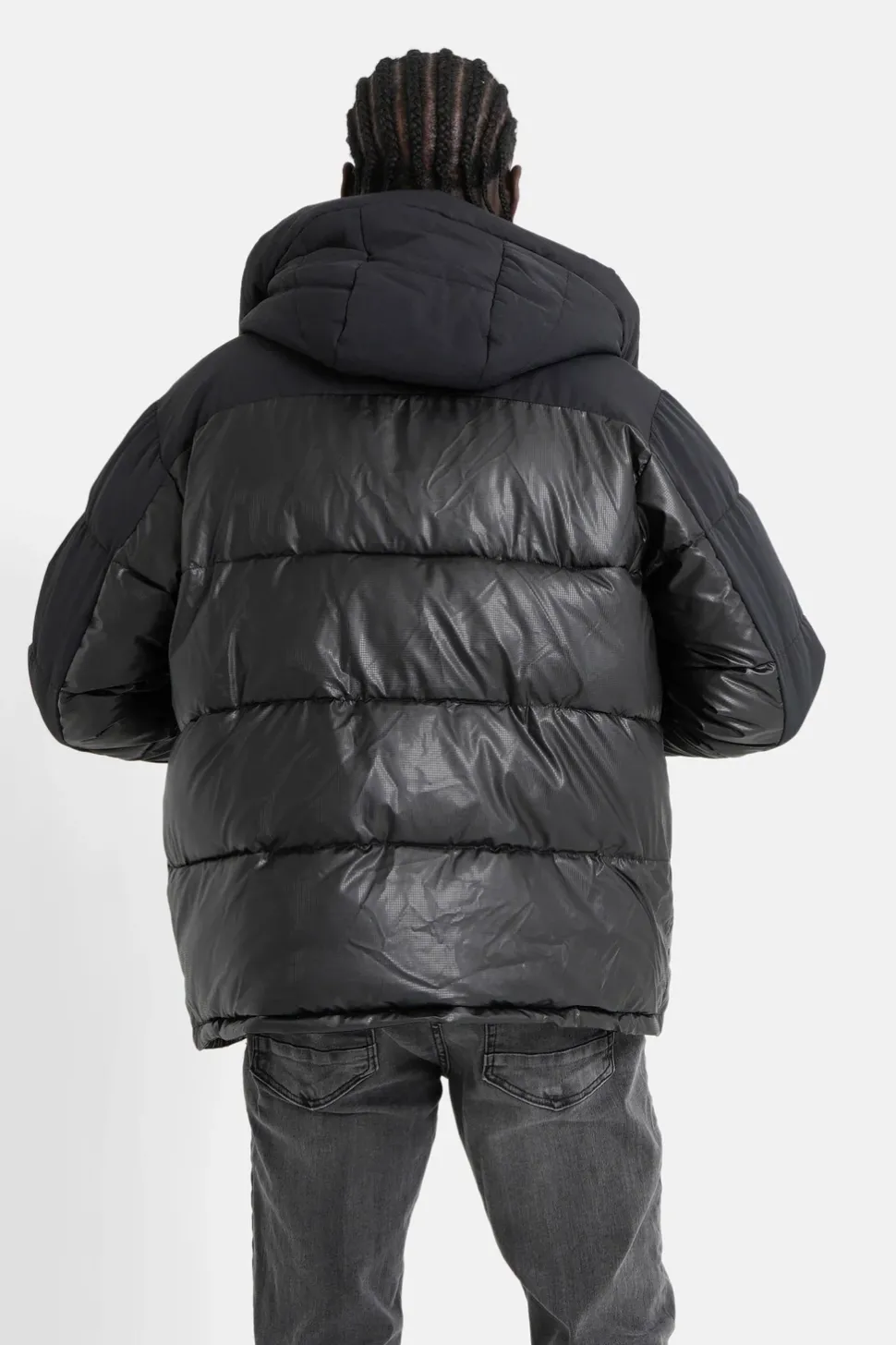 Doudoune Bi Matiere Logo Noir