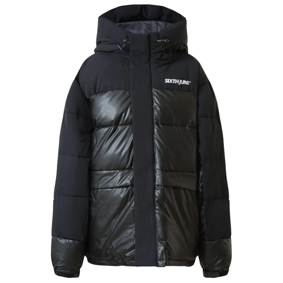Doudoune Bi Matiere Logo Noir