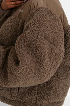 Doudoune Bi Matiere Sherpa Marron