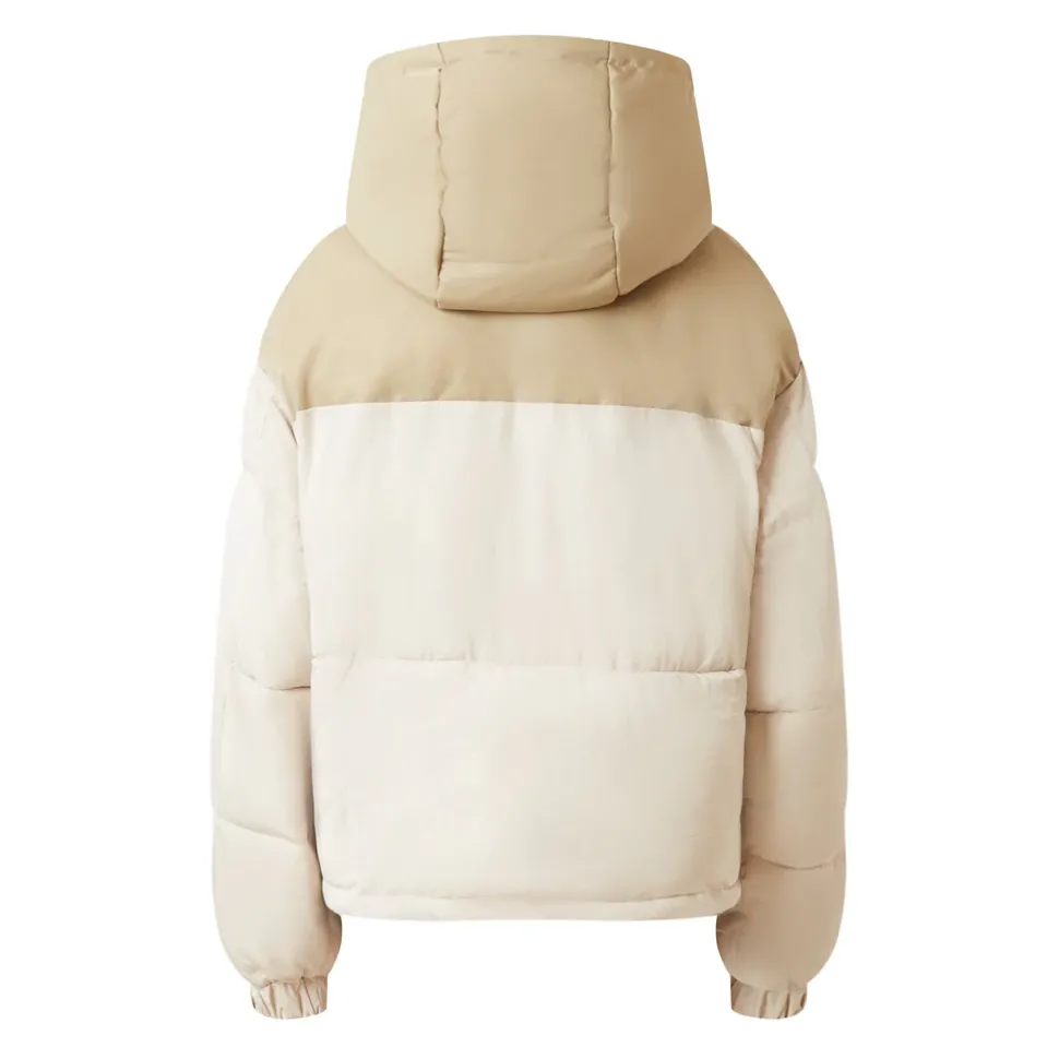 Doudoune Courte Bi Matiere Beige