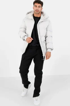 Doudoune Courte Details Gris Clair