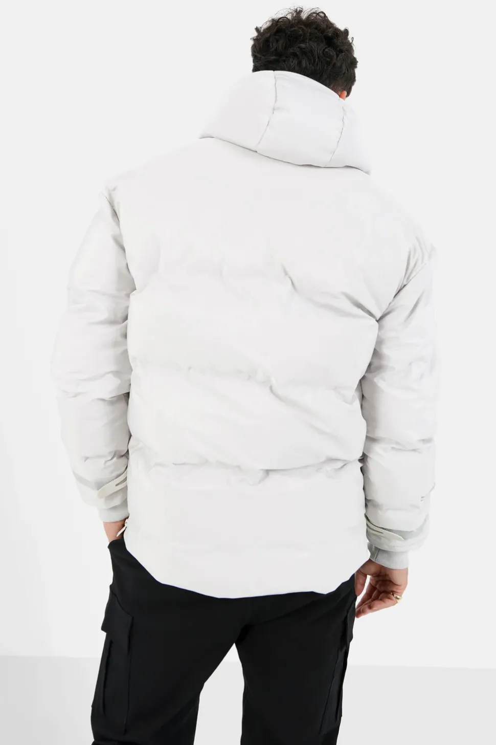 Doudoune Courte Details Gris Clair