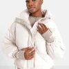 Doudoune Courte Manches Amovibles Beige