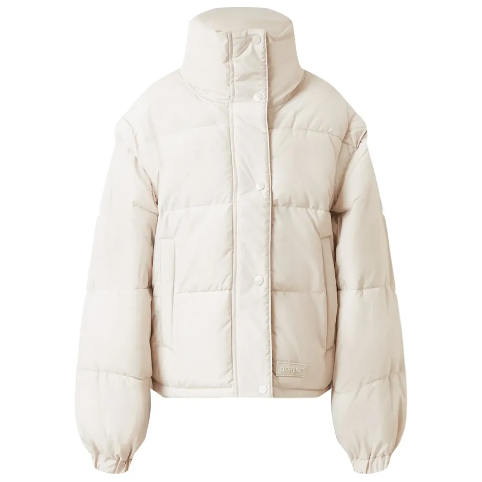 Doudoune Courte Manches Amovibles Beige