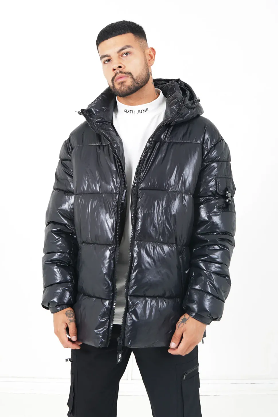 Doudoune Courte Matelassee Zip Noir