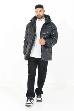 Doudoune Courte Matelassee Zip Noir