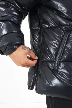 Doudoune Courte Matelassee Zip Noir