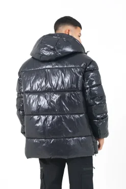 Doudoune Courte Matelassee Zip Noir