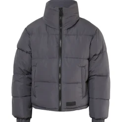 Doudoune Courte Matelassee Gris Fonce