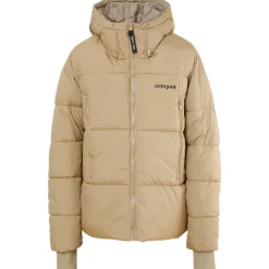 Doudoune Courte Matelassee Beige Fonce