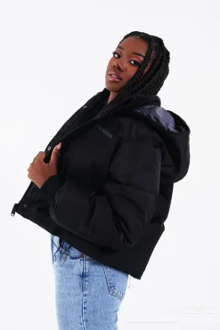 Doudoune Courte Nylon Epais Noir