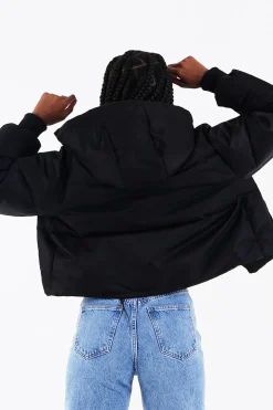 Doudoune Courte Nylon Epais Noir