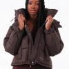 Doudoune Courte Oversize Marron