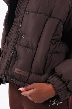 Doudoune Courte Oversize Marron