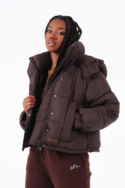 Doudoune Courte Oversize Marron