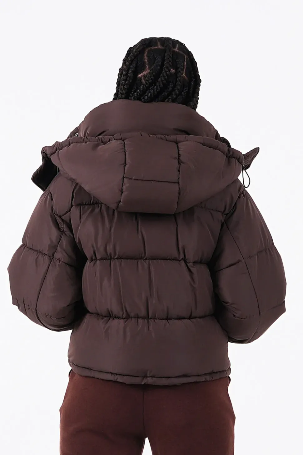 Doudoune Courte Oversize Marron